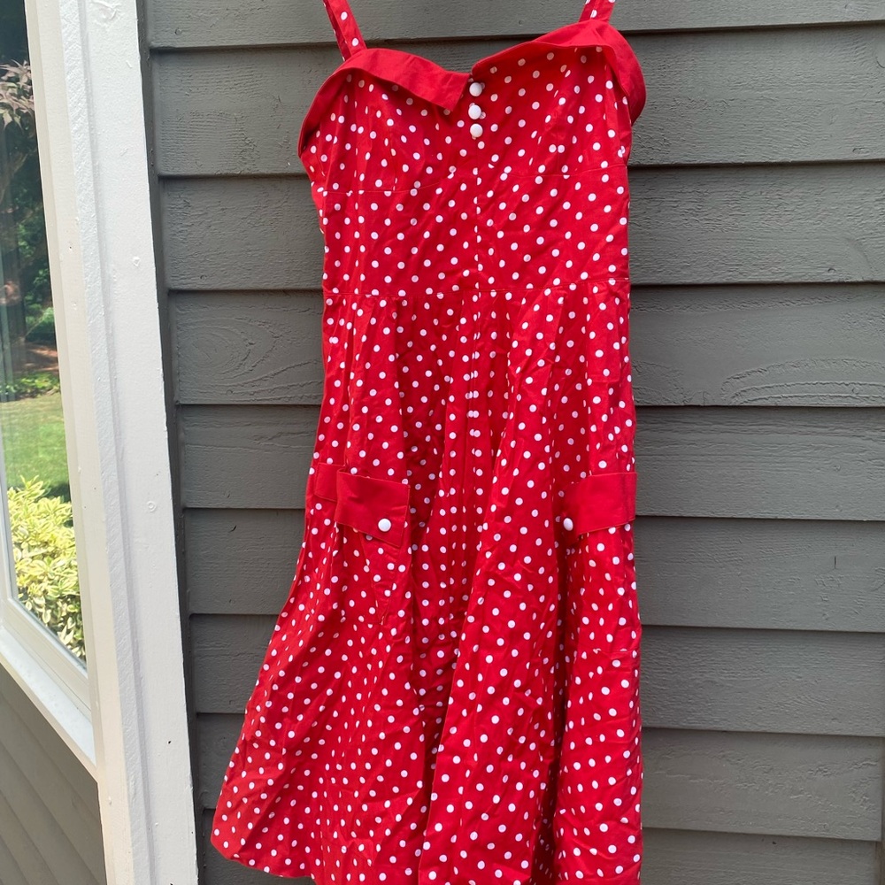 Red polkadot dress size 6 By Divided NWOT cute! Pair w denim jacket in my closet